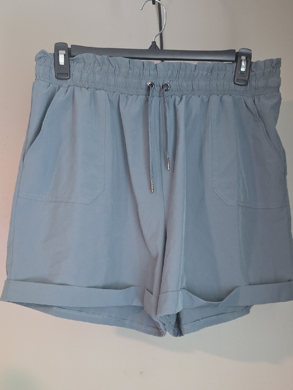 Danskin Light Gray/Blue High-Waist Drawstring Casual Shorts Size XL